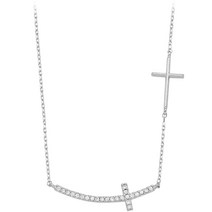 세인트스코트 여성용 더블스톤 크로스 목걸이 STJ-NB1100