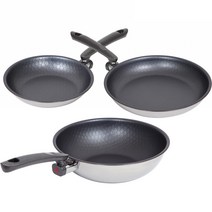 알텐바흐 울트라콤보 통5중 스테인리스 퍼펙트 후라이팬 3종 세트, 프라이팬 22cm + 프라이팬 28cm + 웍팬 28cm, 실버