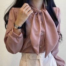 여성용 힐스 스카프 베이직 블라우스