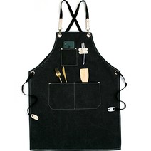 감성 캔버스 에이프런 공방까페 앞치마, 블랙