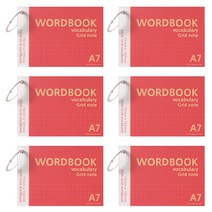 투영디자인 그리드 링 단어장 A7, 레드, 6개