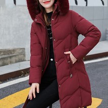 아뗄릭 여성용 중년 엄마 빅사이즈 슬림핏 털 후드 다운 하프 패딩 01585