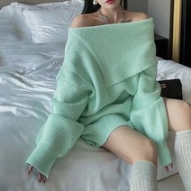 비비에모 오프숄더 와이드 터틀 넥 니트 미니 원피스 02186