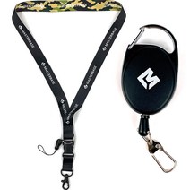 마스터베이스 리버시블 랜야드 + 오토릴홀더 세트, 우드랜드(랜야드), 블랙(릴홀더)