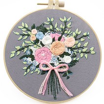 위즈앤위즈 누구나 DIY 프랑스자수 패키지 20cm, 1세트, 러브부케 01