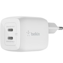 벨킨 45W 듀얼 C타입 PPS GaN 고속 충전기 WCH011kr, 화이트, 1개