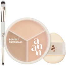 아유아유 퍼펙트 팔레트 컨실러 7.5g + 브러쉬 + 핑거 퍼프 세트, 라이트 베이지 + 내추럴 베이지 + 피치 베이지(컨실러), 1세트