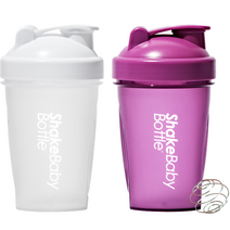 쉐이크베이비 보틀 쉐이커 2종 세트, 화이트, 퍼플, 600ml