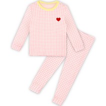 유니프랜드 아동용 하트체크 요루지 9부 내의 상하의 세트