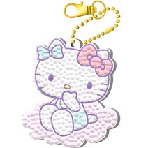케이엠엘리홀딩스 3D 헬로키티 키링 원형 보석십자수 DIY 키트 6 x 7.5 cm, 혼합색상, 1세트