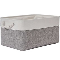 순수 컬러 린넨 바구니 60L, 회색 + 흰색, 1개