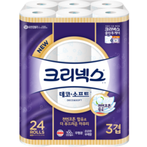 크리넥스 3겹 데코 소프트 화장지 28m, 24롤, 1팩