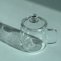 델리 뚜껑있는 내열유리 투명핸들 머그컵 490ml, 투명, 1개