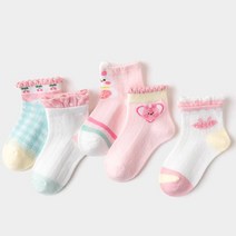 꼼지 여아용 S메쉬 파스텔바니303 양말 5종 세트