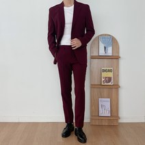 언탭트 남성용 여름 린넨 쓰리버튼 수트 재킷 + 팬츠 세트