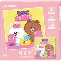 케이엠엘리홀딩스 DIY 3D 액자형 스위트 미니 프렌즈 원형 보석십자수 키트 25 x 25 cm, 혼합색상, 1세트