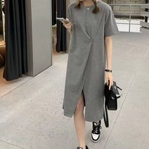 페이퍼먼츠 사선트임 반팔 여름 면티 원피스 04958