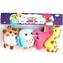 패리스독 강아지 주주애니멀 토이 4종 세트, 기린, 홍학, 부엉이, 햄스터, 1세트
