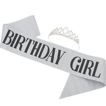 피앤비유니티 생일왕관 + 어깨배너 세트, 실버, 1세트