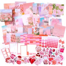 올리브파티 다꾸 감성 풍경 스티커 메모지 레터링 100매입 패키지 세트, 핑크, 1세트