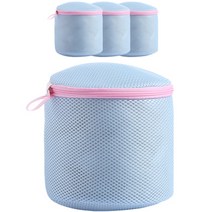 PDS리빙 더블레이어 세탁물 보호 원통형 세탁망, 블루, 4개