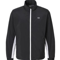 커터앤벅 남성용 골프 배색 방수 레인 자켓, 블랙