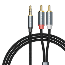 투키 스테레오 3.5mm AUX to 2RCA 오디오 케이블 3m, 그레이, TYPX4-MDC0G