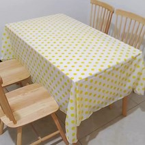 캐치 컬러풀 도트 파티 테이블보 4p, 화이트 옐로우, 137 x 183 cm