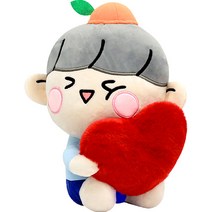 쟈근콩짱큰콩 쟈근콩 하트 봉제인형, 25cm, 블루