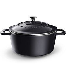 헤슬바흐 스테인리스 합금 주물냄비 3.5L, 너비 24cm x 높이 10.5cm, 오닉스(내부 버터크림)