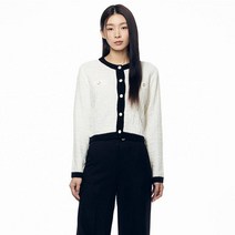 미쏘 여성용 라운드넥 트위드 가디건