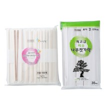 리빙웰 굵은 둥근 대나무 젓가락 100p + 고급 미송 나무젓가락 35p 세트, 1세트