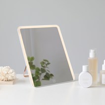 무아스 슬림 스퀘어 무선 LED 탁상거울, 화이트