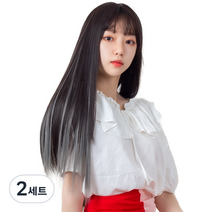 가발위드 와이드 컬러 포인트 피스 스트레이트 4p + 트윙클 붙임머리 세트, 다크그레이(컬러피스), 랜덤발송(붙임머리), 2세트