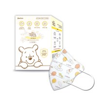 디즈니 글렌큐어 푸 2D 새부리형 마스크 4~7세 유아용 초소형, 화이트, 1개, 30개입