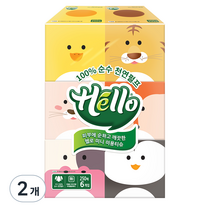 헬로 미니 천연펄프 미용티슈, 250개입, 12개