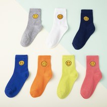 베이스알파 키즈 유아동 스마일 레인보우 중목 양말