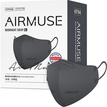 에어뮤즈 보건용 새부리형 마스크 대형 KF94, 미드나잇 그레이, 1개, 25개입