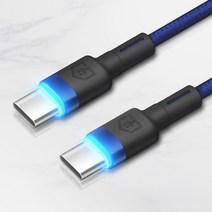 홈플래닛 타입C LED 라이팅 고속충전케이블 (삼성 갤럭시 호환), 1.2m, 블루, 2개
