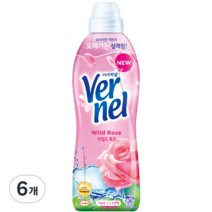 버넬 섬유유연제 와일드 로즈 본품, 6개, 900ml