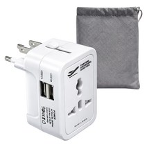 홈플래닛 해외여행용 USB 2포트 멀티어댑터 + 파우치, 1세트