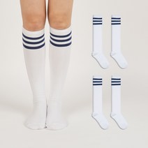 노디자인 여성용 봄 컬러 삼선 니삭스 5켤레
