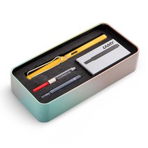 라미 만년필 사파리 틴케이스 세트, EF, 옐로우