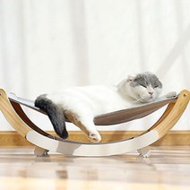 원목 곡선형 반려동물 해먹, 그레이