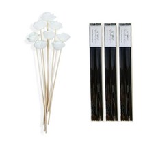 레스쁘리 미니로즈 조화 8p + 디퓨저 스틱 30p, 조화 (그린), 스틱 (블랙), 1세트