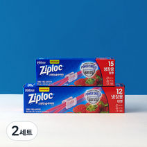지퍼락 냉장용 슬라이더 지퍼백 중형 15p + 대형 12p 세트, 2세트