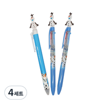 디즈니 겨울왕국 올라프 마스코트 볼펜 D타입 흑색 0.5mm + 3색 0.5mm 2p, 혼합색상, 4세트