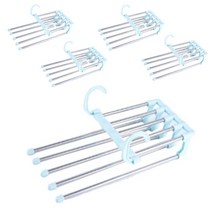 리빙선생 5단 논슬립 바지걸이, 블루, 5개입