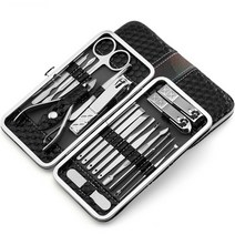 네일케어 미용도구 손톱깎이 세트 파우치 블랙, 미용도구 18종, 1세트