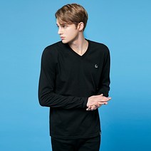 크루클린 로고자수 무지 브이넥 긴팔 티셔츠 TVL715
